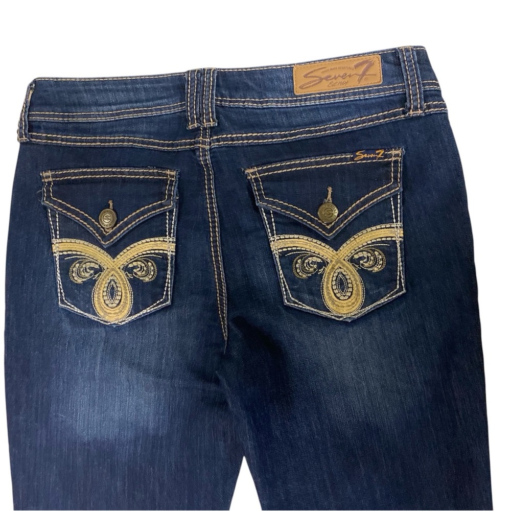 Seven7 Women's Boot Cut Jeans Size 8 Back Pocket Embroidery Festival Denim - Picture 14 of 16